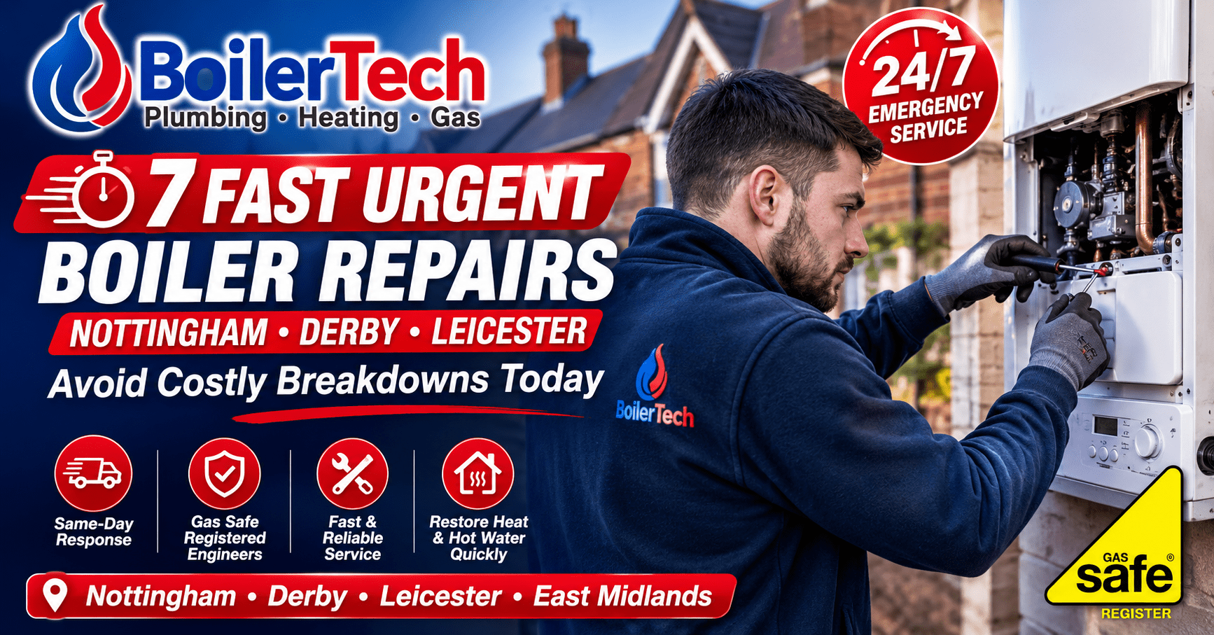 Urgent Boiler Repairs Nottingham Derby Leicester