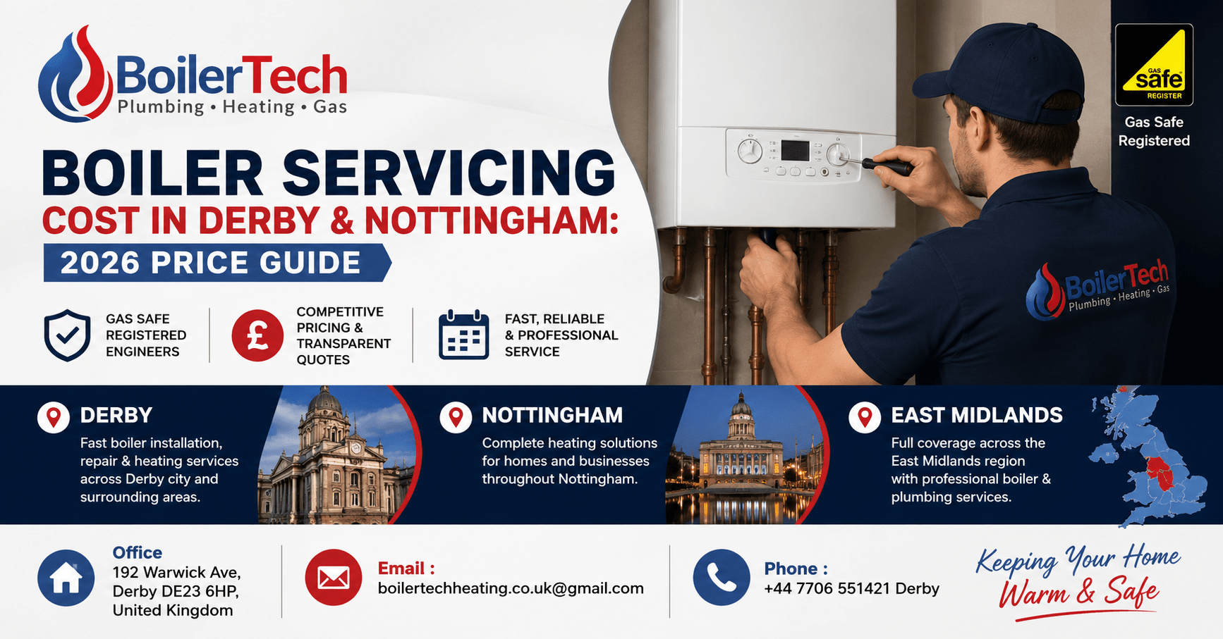 boiler service cost Derby